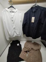 【送料無料】新品・タグ付き　レディース　トップス4点セット 白パーカー・無印良品ネイビーシャツ／ラメニットベスト／犬柄カーディガン 　251008-7T