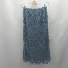 ◇ Θ OPAQUE.CLIP レース リボン装飾 バックスリット ロング タイト スカート サイズ38/M ブルー系 レディース E  【1412090013423】