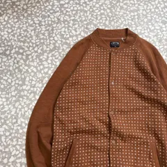 STUSSY / 00's- Sweat Stadium jacket【総柄ミニマムロゴ】オールドステューシー茶スウェットスタジャン裏起毛ストリート　総柄　リブライン　ユニセックス　茶　ブラウン　トレーナー　スナップ