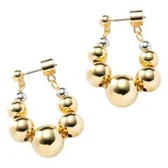 【ミックスシルバー×ピアス】[Cream dot. クリームドット公式] ピアス レディース  フープ 金属アレルギー ニッケルフリー メタルボール パール ミックスカラー 揺れる スフィア キャッチレス 大人 