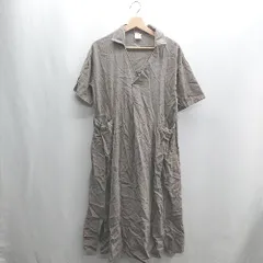 ◇ ⊂ a lot of love リネン混合 半袖 ロング ワンピース サイズF ブラウン レディース E  【1409240026495】のサムネイル