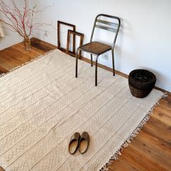 ラグ 生成り コットン 約200×200cm前後 綿100％ マット ht104br