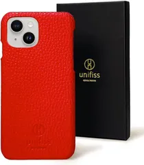unifiss iphoneケース 14 第16世代 薄型 軽量 ワイヤレス充電対応 高級 シュリンク PUレザー カバー スマホケース マット スリム スマホカバー( レッド,  iPhone 14)