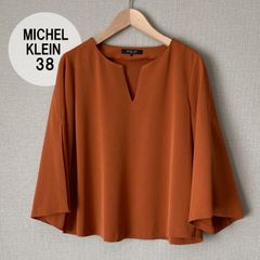 A0470【美品♪】MICHEL KLEIN　ミッシェルクラン　キーネック袖スリットブラウス　レンガ
