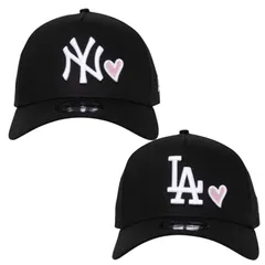 ニューエラロサンゼルスドジャース　ニューヨークヤンキース　LA NY ピンク　ブラック　ハート　キャップ