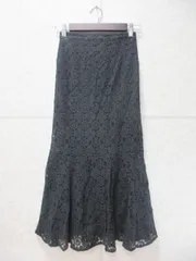GU ジーユー レースマーメイドロングスカート 無地 裏地付き ブラック Sサイズ 222-340949