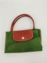 LONGCHAMP CABAS 折りたたみ ナイロントートバック カーキ ル・プリアージュ 美品 縦長