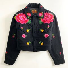 75e8 i.s. アイエス ISSEY MIYAKE イッセイミヤケ アーカイブ 花柄刺繍 短丈ジャケット 9 ブラック バラ 薔薇 flower jacket ヴィンテージ Vintage