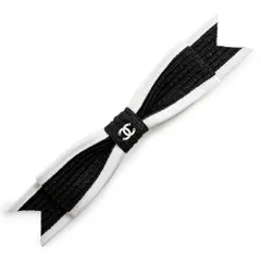 シャネル ボウ バレッタ ヘアクリップ リボン CC ココマーク バイカラー ヘアアクセサリー ペーパー コットン ビスコース ブラック ホワイト 黒 白 箱付 CHANEL（新品・未使用品）