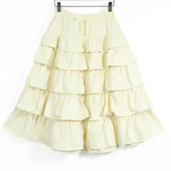 【美品！】ピンクハウス★2024早春カタログ掲載！かぶせ段々フリルのティアードスカート アイボリー系 デニム z11950