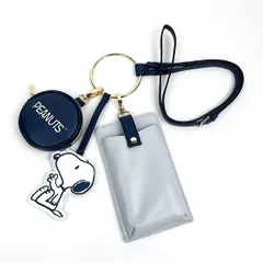 スヌーピー 3連ショルダーポーチ (ネイビー) スマホショルダー コインケース キーカバー SNOOPY