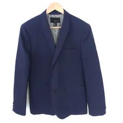 (^w^)b H＆M エイチ・アンド・エム P/N02205369 麻 HEMP リネン混 テーラード ジャケット アウター SLIM FIT フォーマル ビジネス 通勤 オフィス カジュアル  上品 スマート キレイめ シンプル ネイビー メンズ 40R