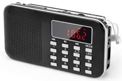 ラジオ 充電式 AM/ワイドFM デジタル ポータブル 黒