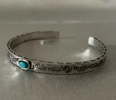 新品【インディアンジュエリー】ターコイズ調 バングル ブレスレット シルバー 唐草 アラベスク 平打ち シンプル メンズ レディース ナバホ族 メンズ レディース 青 ブルーシルバージュエリー アクセサリー フリーサイズ【残りわずかです】