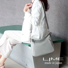 ショルダーバッグ レディース 本革 2way 斜め掛け シンプル レザー 肩掛け 日本製 LIME L2027 アッシュグレー