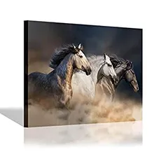 走る馬 キャンバスウォールアート 野生動物 絵画 プリント リビングルーム用アートワーク (36インチ x 24インチ x 1パネル)