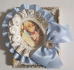 デコ硬質ケース デコトレカケース 痛ロゼット フレンチブルー ホワイトローズ