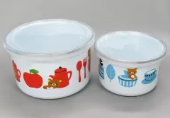 【中古】皿・ボウル リラックマ 北欧風ホーローボウル2個セット 「リラックマ」 上新電機プレゼントキャンペーングッズ