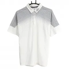 【超美品】アディダス 半袖ポロシャツ 白×グレー 肩三角形柄 AEROREADY メンズ M ゴルフウェア adidas