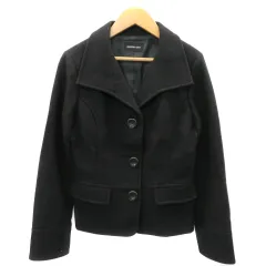 メイソングレイ MAYSON GREY オープンカラーコート ショート丈 無地 ウール 2 黒 ブラック /YK46 ■MOのサムネイル