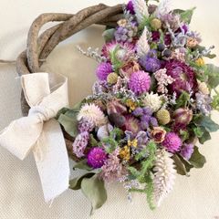 大人可愛いパープルリース⭐︎ドライフラワーリース