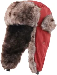 myuse フライトキャップ パイロット 帽子 耳あて付き 冬 防寒 防風 飛行帽 ロシア帽 暖かい スキー スノボ 通勤 通学 自転車 アウトドア メンズ レディース(レッド,  58.0-60.0 cm)