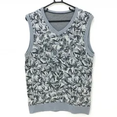 プーマ リバーシブルニットベスト 白×グレー 総柄 ウール混 Vネック  メンズ XL ゴルフウェア PUMA