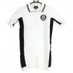 【美品】パーリーゲイツ 半袖ニットワンピース 白×ネイビー レディース 0(S) ゴルフウェア PEARLY GATES