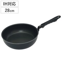 フライパン 28cm 深型 メモリ付き （ IH対応 ガス火対応 炒め鍋 いため鍋 軽い ふっ素加工 フッ素加工 28センチ フッ素コーティング こびりつきにくい アルミ製 目盛り付き アップハンドル 軽量 ）