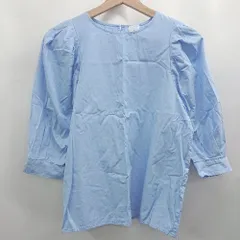 ◇ Θ φ OPAQUE.CLIP オペークドットクリップ コットン 五分袖 ブラウス カットソー サイズM ブルー レディース E  【1503040001130】