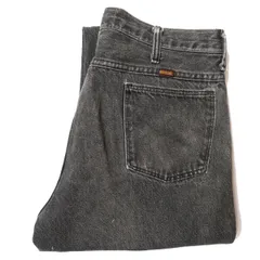 90's USA製 ラングラー ラスラー 先染め ブラックデニムパンツ 黒 (34×32位) 90年代 アメリカ製 旧タグ オールド ブルーベル社 RUSTLER アメリカ古着 USED ビンテージ ヴィンテージ