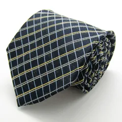 アクアスキュータム ブランド ネクタイ チェック柄 格子柄 シルク 日本製 PO メンズ ネイビー Aquascutum 【中古】