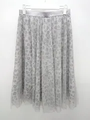 ◇ JUSGLITTY ジャスグリッティー 豹柄 レオパード 膝下丈 チュール スカート サイズ2 グレー レディース P  【1406240007462】