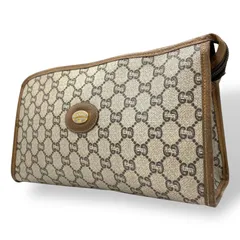 GUCCI グッチ GGプラス グッチプラス クラッチバッグ セカンドバッグ グレー ベージュ PVC レザー ゴールド金具 オールドグッチ ヴィンテージ メンズ レディース K11