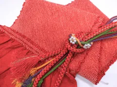 【一輝堂】【着物】和装小物　帯締め帯揚げセット　振袖用　丸組　総絞り　金糸　飾り付　25w02-2229