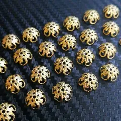 【 100個 9.2ｇ 】 丸い座金 花座 ビーズキャップ 花型 ビーズキャップ 座金 ハンドメイド アクセサリー ( ゴールド )