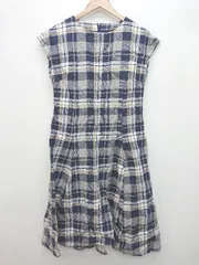 ◇ K.T<!-利用不可文字-!>KIYOKO TAKASE<!-利用不可文字-!> バック ファスナー裏地なし ノースリーブ 膝下丈 ワンピース ネイビー系 レディース P  【1310020016479】