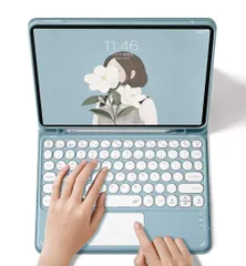 【新着商品】第5世代 iPadAir4 キーボード ケース 丸いキー Air タッチパット搭載 丸型キートップ 可愛い 2022新型 iPad Air5 10.9 インチ 分離式 iPad カラーキーボード カバー iPadAir4 第4世代 ペンホルダー付き