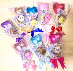 小さい子にも　プチバルーン付お菓子ブーケ♡8個　プチギフト　発表会　結婚式　卒業　卒園　ハロウィン　クリスマス　キャンディーブーケ　お菓子ブーケ　プレゼント　花束の代わりに　お配り用　色、形選べます　喜ばれる　映え　バルーンブーケ　お菓子ブーケ　可愛い　大人気