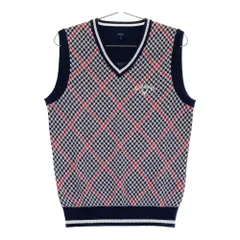 サイズ：M CALLAWAY キャロウェイ  Vネック ウール混 ニットベスト 千鳥 総柄 ネイビー系 [240101453861] ゴルフウェア メンズ ストスト