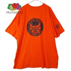 FRUIT OF THE LOOM BLACK PEARL LIGHTING スカル 骸骨 クルーネック 半袖 Tシャツ 3XLサイズ オレンジ橙【湘南倉庫】USメンズ古着 カラーシャツ ビッグサイズ　4912345018465