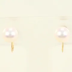 K18YG　イヤリング　clip-on earrings　パール　（真珠）　総重量約1.6g