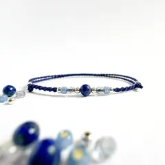 【9月誕生石】スッキリ魅せ叶う 天然石のミサンガブレスレット * 小福の彩り / ラピスラズリ *