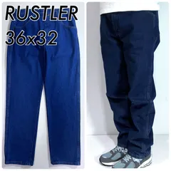 美品 RUSTLER ラスラー W36 L32 REGULAR FIT STRAIGHT LEG レギュラーフィット ストレート デニムパンツ ジーンズ ボトムス パンツ  87619PW 濃紺 メキシコ製  Wrangler ラングラー v24123053