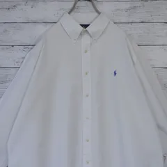 Polo Ralph Lauren ポロラルフローレン シャドーストライプ ポニー刺繍ロゴ オックスフォード 長袖 ボタンダウンシャツ BDシャツ CUSTOM FIT カスタムフィット XXL ホワイト ライトブルー 20202196