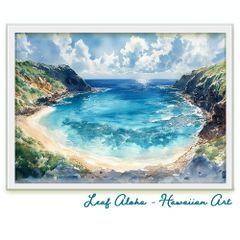 ハワイアンアート 額付き A4｜静寂の入り江 No.41 Leaf Aloha