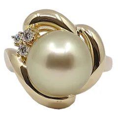 【栄】タサキ 田崎真珠 リング 指輪 ダイヤ0.08ct パール 真珠 約12号 K18YG 女性 アクセサリー 約8.4g 本体のみ