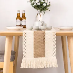 【数量限定】x 160 食卓飾り 水洗 テーブルセンタークロス 30cm テーブルらんなー リネン布 レースボーダー 北欧 A おしゃれ 麻 テーブルランナー 青未了