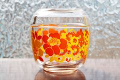 昭和レトロ　佐々木ガラス　蓋つきガラス容器