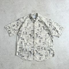 00s Columbia Fly Fishing hook All Printed Cotton Short sleeve Shirt コロンビア フライフィッシング 釣り針 毛針 魚柄 コットン 総柄シャツ 半袖シャツ